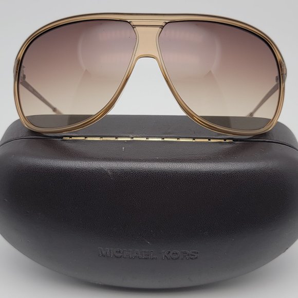 Michael Kors M2454S 259 Medina Crystal Sand Frame Brown Gradient Lens Sunglasses